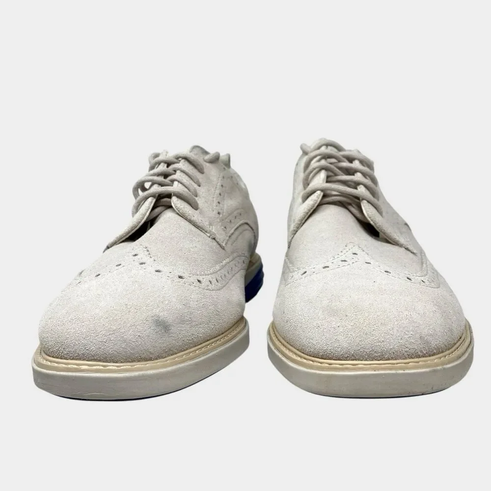 Cole Haan Oxford Shoes Mens 9.5 Gray Suede Wingtip Grand Evolution Pumice Dress